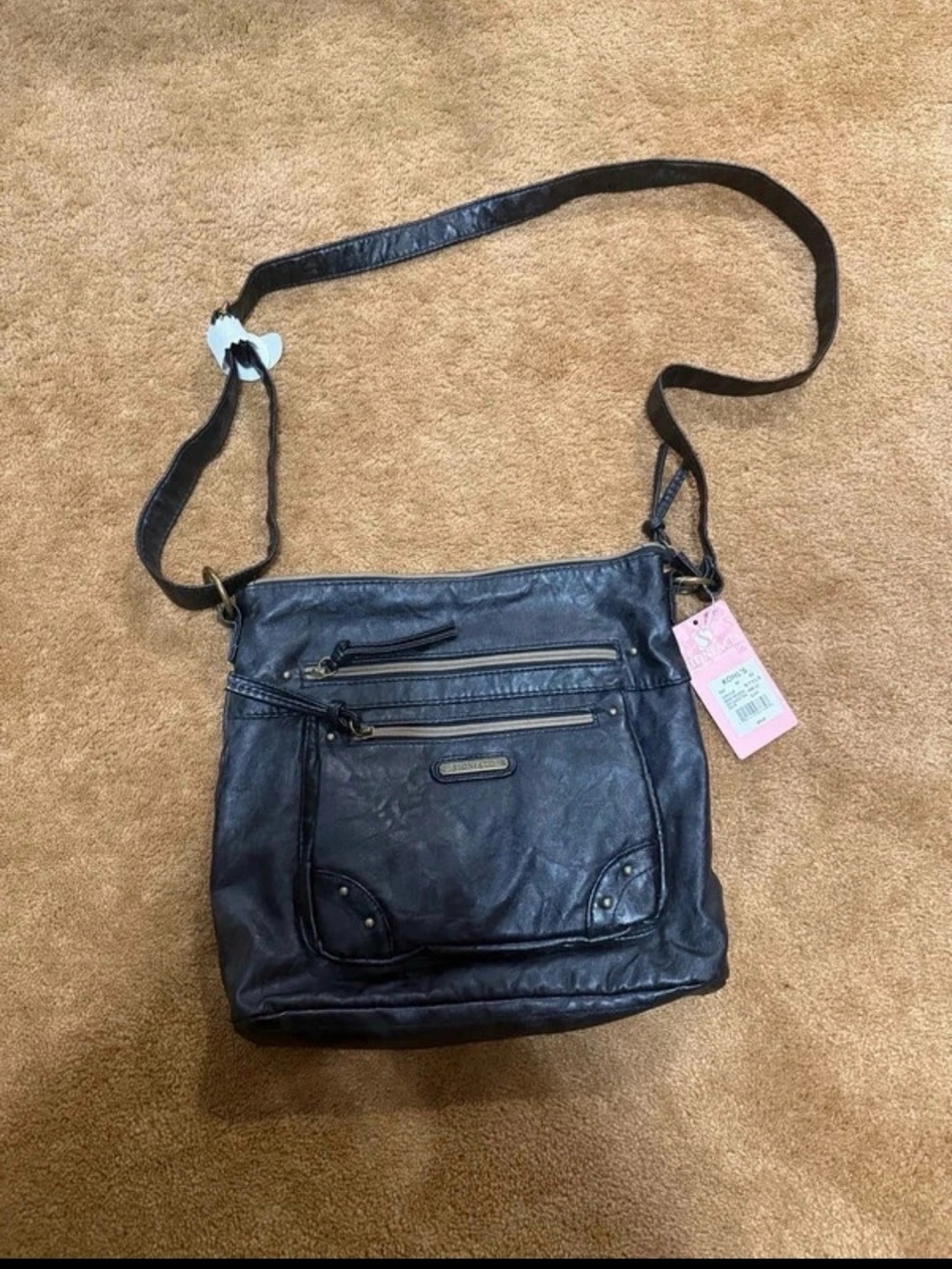 Stone & Co. Black Crossbody Bag with Front Zip Pockets